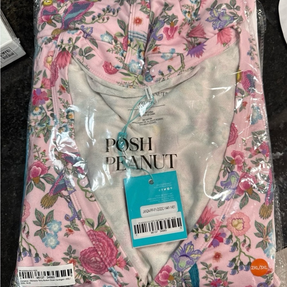 NWT Posh Peanut Women's French Terry Cardigan Christine  2X-3X - Picture 4 of 5